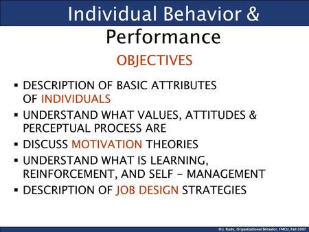 Individual Behavior & Performance