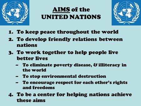 AIMS of the UNITED NATIONS