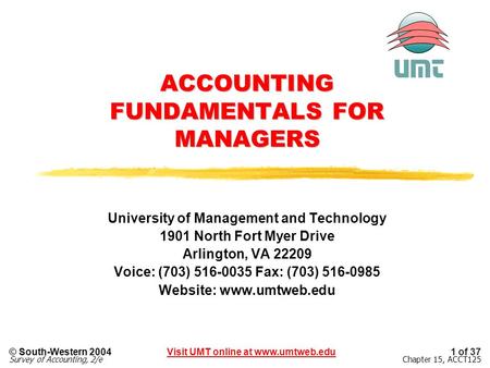 ACCOUNTING FUNDAMENTALS FOR MANAGERS
