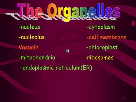 The Organelles -nucleus -cytoplasm -nucleolus -cell membrane