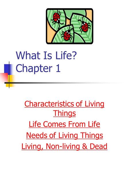 What Is Life? Chapter 1 Characteristics of Living Things