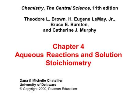 Aqueous Reactions and Solution Stoichiometry