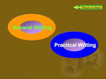 Return to Menu Return to Menu General Writing General Writing Practical Writing Practical Writing.