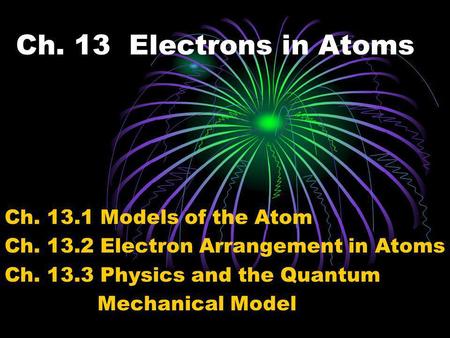 Ch. 13 Electrons in Atoms Ch Models of the Atom