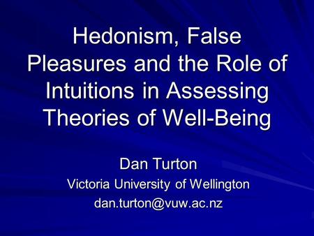Dan Turton Victoria University of Wellington