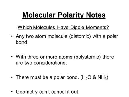 Molecular Polarity Notes