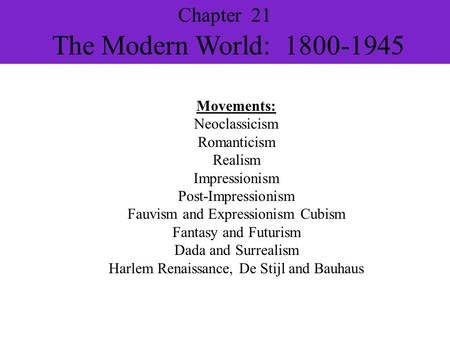 Chapter 21 The Modern World: