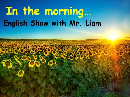 In the morning… English Show with Mr. Liam. Monday Tuesday Wednesday Thursday Friday Tuesday 12 th November.