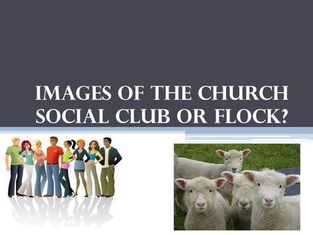 Images of the Church Social Club or Flock?. 80% of Churches are Fellowship Churches which can become nothing more than a social club Because of this focus.