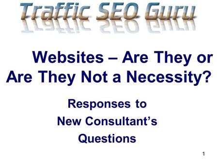 1 Websites – Are They or Are They Not a Necessity? Responses to New Consultants Questions.
