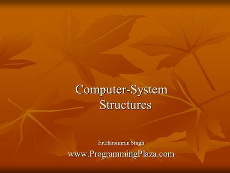 Computer-System Structures Er.Harsimran Singh www.ProgrammingPlaza.com.