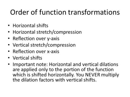 Order of function transformations