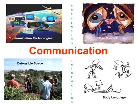 Communication Eye ContactCommunication Technologies Defensible Space Body Language PRESENTINGPRESENTING INFORMATIONINFORMATION.