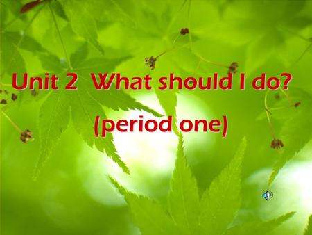 Unit 2 What should I do? (period one).