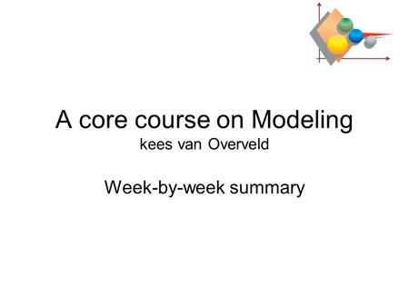 A core course on Modeling kees van Overveld Week-by-week summary.