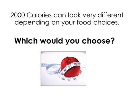 2000 Calories can look very different depending on your food choices. Which would you choose?