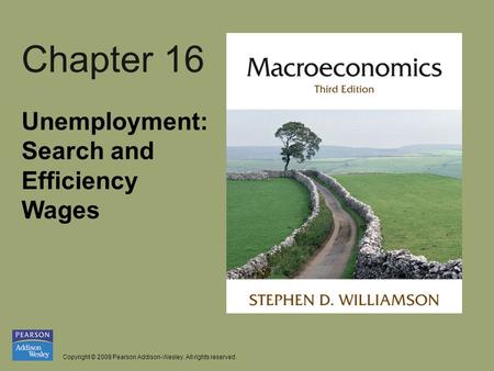 Copyright © 2008 Pearson Addison-Wesley. All rights reserved. Chapter 16 Unemployment: Search and Efficiency Wages.