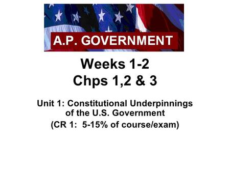 Unit 1: Constitutional Underpinnings of the U.S. Government