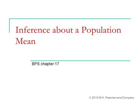 Inference about a Population Mean
