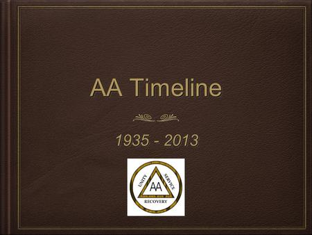 AA Timeline 1935 - 2013. 19351935 Alcoholic and doctor shared similar views of alcoholism and ways to reach sobriety. Bill W is inspired by Dr. Samuel.