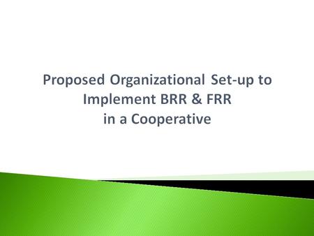 Proposed Organizational Set-up to Implement BRR & FRR in a Cooperative