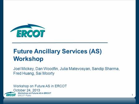 Future Ancillary Services (AS) Workshop
