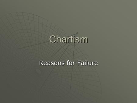 Chartism Reasons for Failure. Lesson Objectives To learn about the reasons for the failure of Chartism To learn about the reasons for the failure of Chartism.