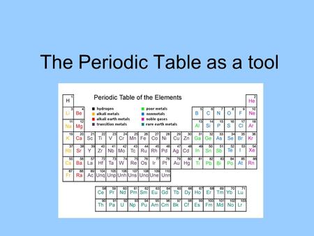 The Periodic Table as a tool