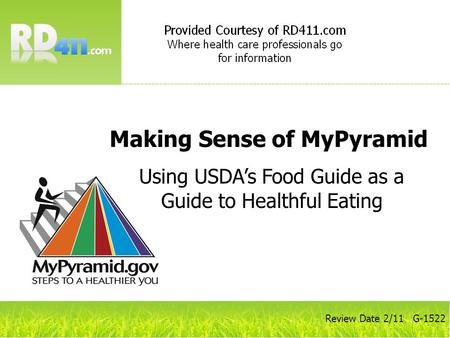 Using USDA’s Food Guide as a Guide to Healthful Eating