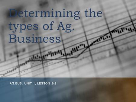 Determining the types of Ag. Business AG.BUS, UNIT 1, LESSON 2-2.