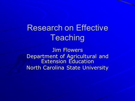 Research on Effective Teaching