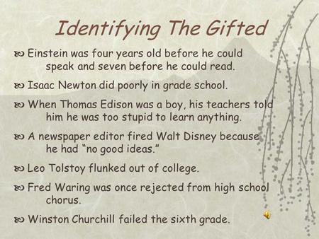 Identifying The Gifted