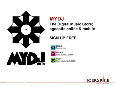 MYDJ The Digital Music Store; agnostic online & mobile SIGN UP FREE.
