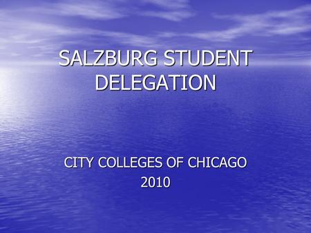 SALZBURG STUDENT DELEGATION CITY COLLEGES OF CHICAGO 2010.