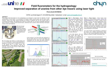 Field fluorometers for the hydrogeology: Improved separation of uranine from other dye tracers using laser light Pierre-André SCHNEGG CHYN, rue Emile Argand.