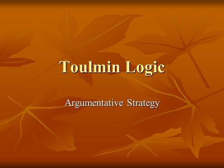 Argumentative Strategy