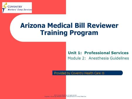 Arizona Medical Bill Reviewer Training Program