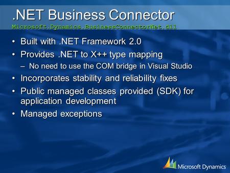 .NET Business Connector Microsoft.Dynamics.BusinessConnectorNet.dll