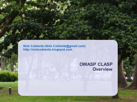 OWASP CLASP Overview.