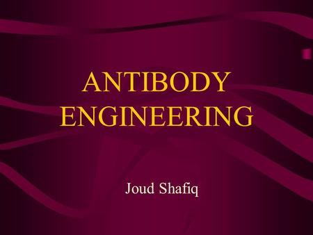 ANTIBODY ENGINEERING Joud Shafiq.