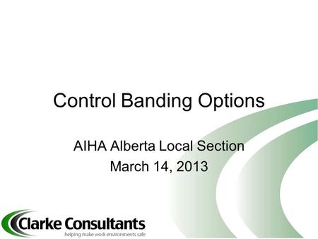 Control Banding Options