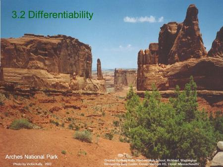 3.2 Differentiability Photo by Vickie Kelly, 2003 Arches National Park Created by Greg Kelly, Hanford High School, Richland, Washington Revised by Terry.