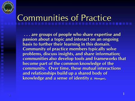 O S E P Office of Special Education Programs Communities of Practice ~ An Overview for Projects Serving Students with Deaf-Blindness This presentation.