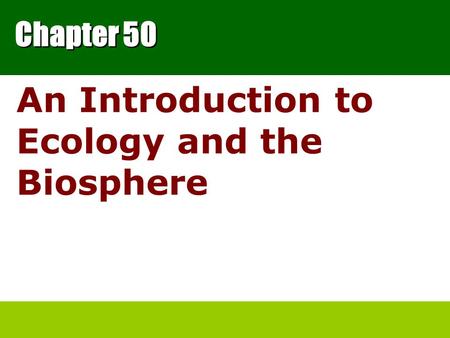 An Introduction to Ecology and the Biosphere