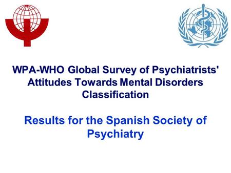 WPA-WHO Global Survey of Psychiatrists' Attitudes Towards Mental Disorders Classification Results for the Spanish Society of Psychiatry.