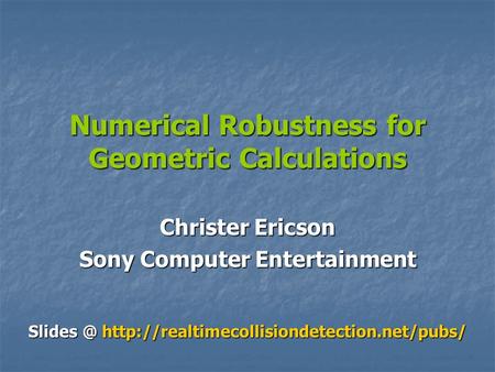 Numerical Robustness for Geometric Calculations