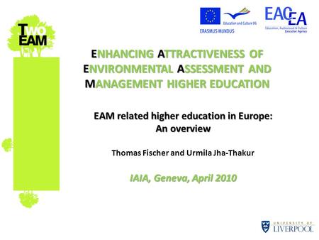 EAM related higher education in Europe: An overview
