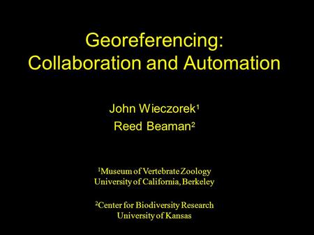 Georeferencing: Collaboration and Automation