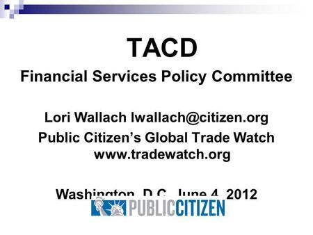 TACD Financial Services Policy Committee