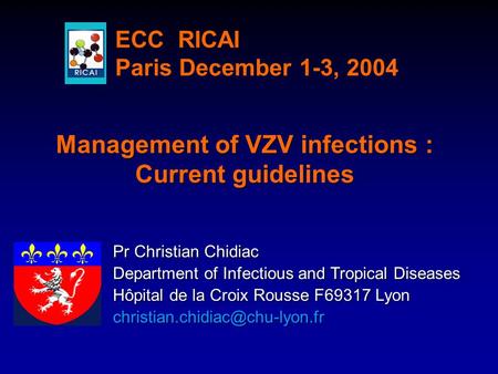 Management of VZV infections :